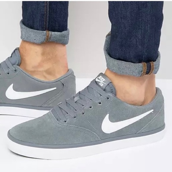 Nike Other - Nike SB Check Solarsoft Suede Sneakers Gray White Mens Shoe 7